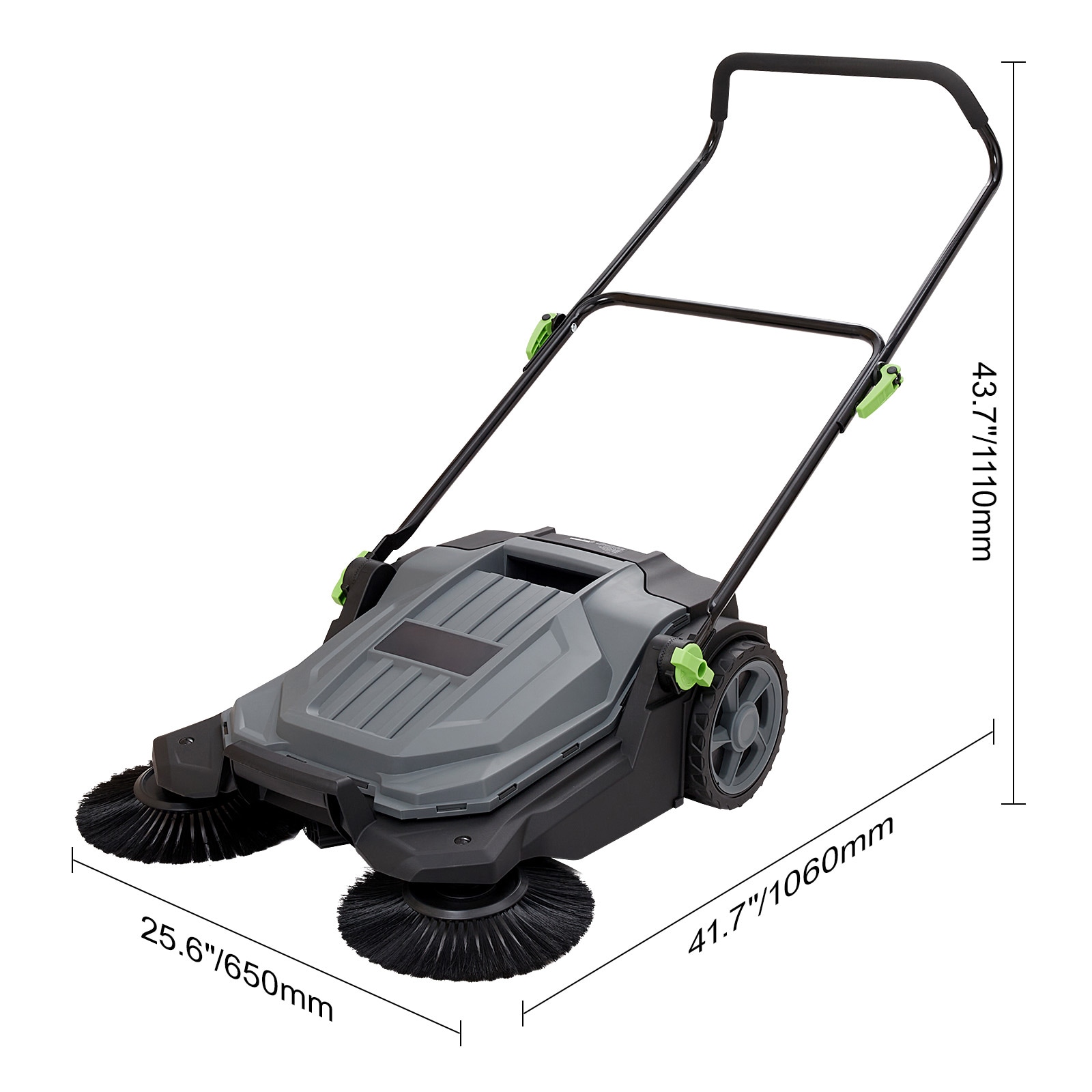 Manual Floor Sweeper With Adjustable Handle And Waste Container_voghion.com